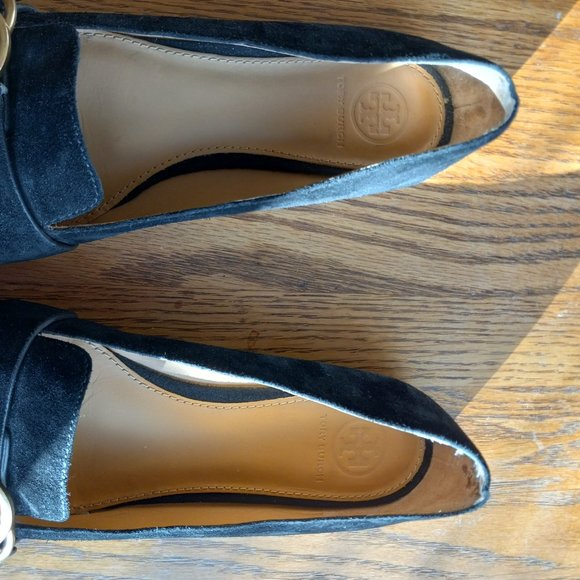 Tory Burch Black Suede Smoking Loafer Academia Quiet Luxury Size 7.5 - Picture 7 of 16